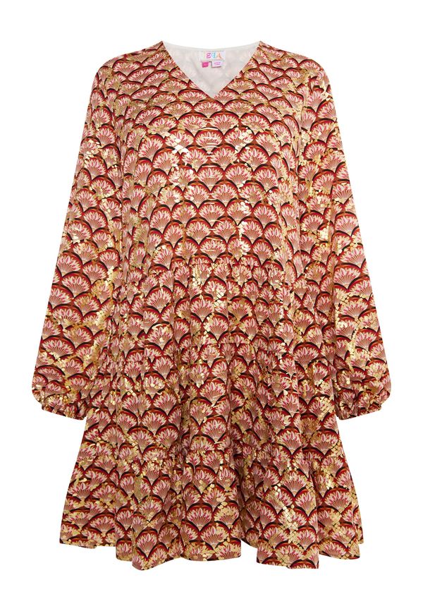 IZIA IZIA Рокля тип риза  камел / злато / черно / бяло