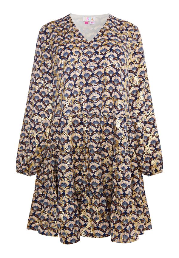 IZIA IZIA Рокля тип риза  синя тинтява / тъмносиньо / злато