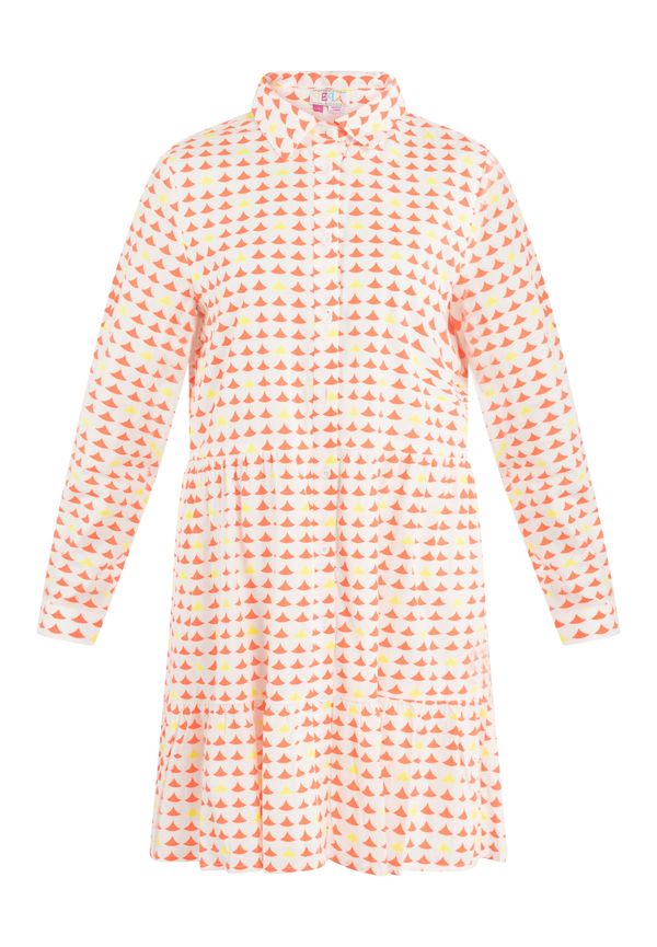 IZIA IZIA Рокля тип риза  жълто / тъмнооранжево / бяло