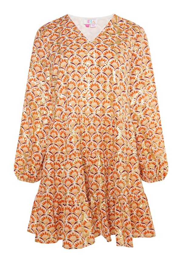 IZIA IZIA Рокля тип риза  злато / праскова / червено / бяло
