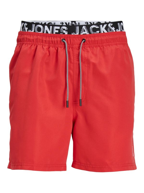 JACK & JONES JACK & JONES Бански къси панталонки 'FIJI'  червено / черно / бяло