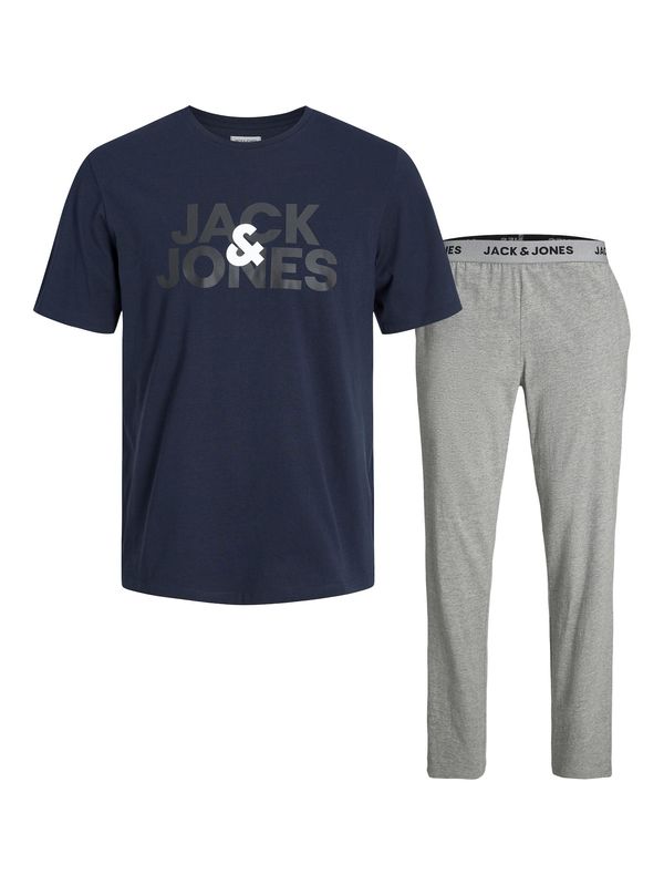 JACK & JONES JACK & JONES Дълга пижама 'ULA'  нейви синьо / сив меланж / бяло