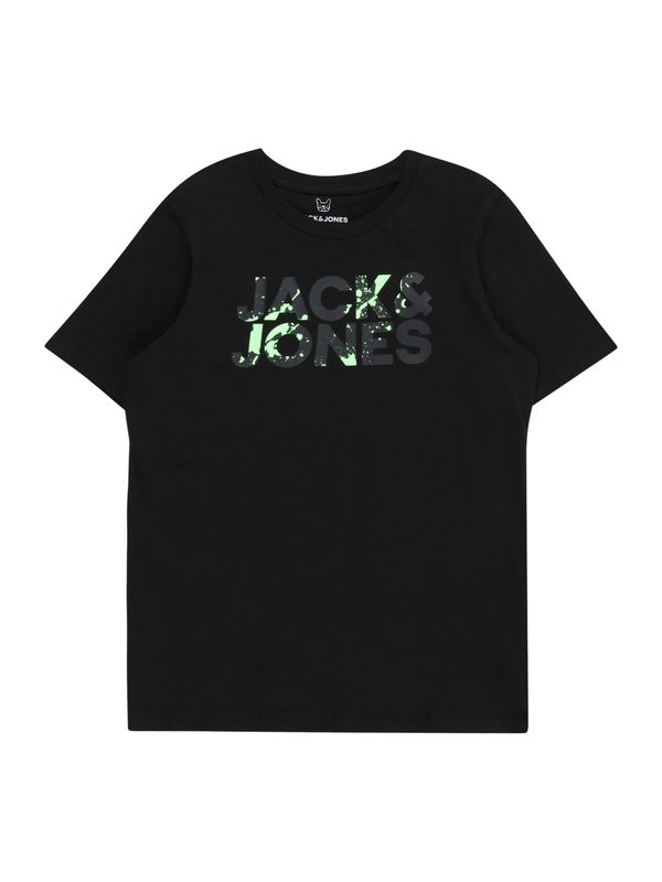 Jack & Jones Junior Jack & Jones Junior Тениска 'COMMERCIAL'  графитено сиво / светлозелено / черно