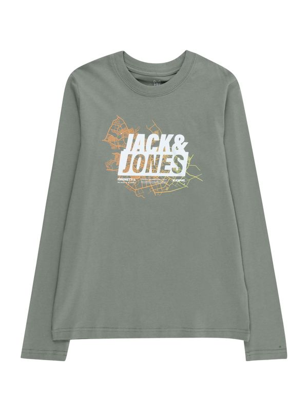 Jack & Jones Junior Jack & Jones Junior Тениска 'MAP'  маслина / оранжево / бяло