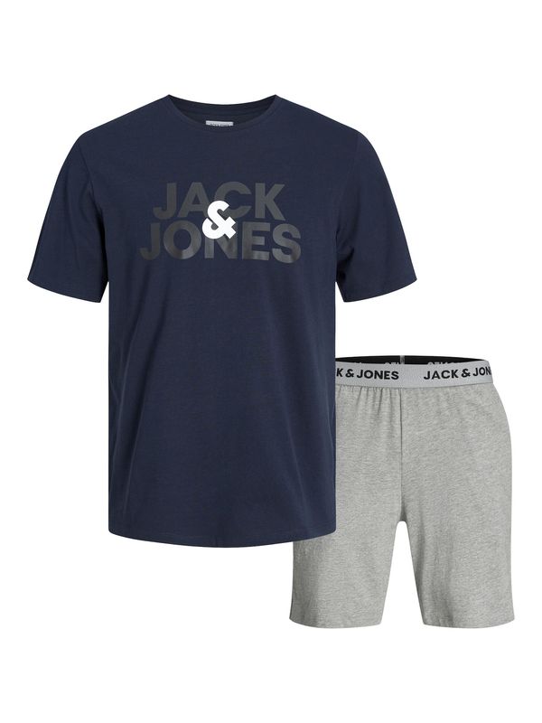 JACK & JONES JACK & JONES Къса пижама 'Ula'  нейви синьо / антрацитно черно / сив меланж / бяло
