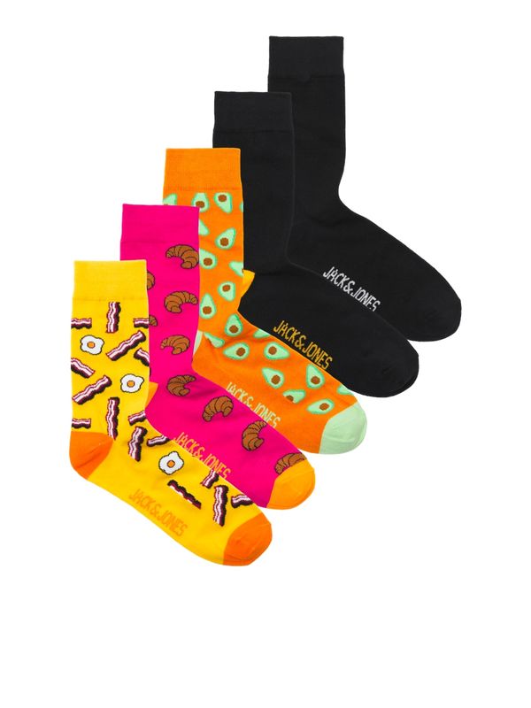 JACK & JONES JACK & JONES Къси чорапи 'BREAKFAST'  жълто / оранжево / розово / черно