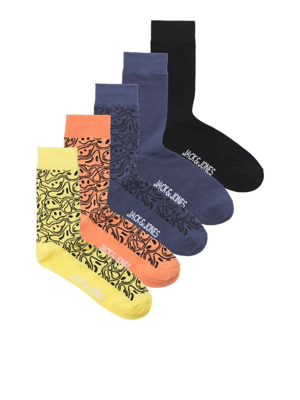 JACK & JONES JACK & JONES Къси чорапи 'SMILEY'  опал / пастелно жълто / корал / черно