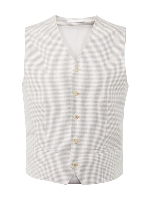 JACK & JONES JACK & JONES Мъжка елек за костюм 'RIVIERA'  светлокафяво / бяло