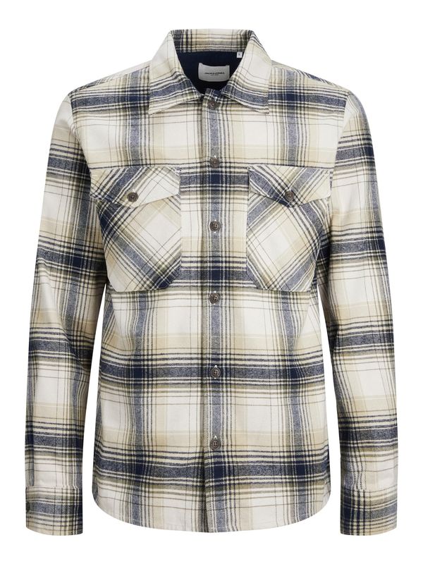 Jack & Jones Plus Jack & Jones Plus Риза 'Eddie'  бежово / екрю / мока / сиво