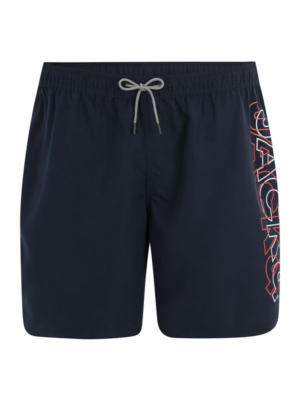 Jack & Jones Plus Jack & Jones Plus Шорти за плуване 'FIJI'  нейви синьо / оранжево-червено / бяло