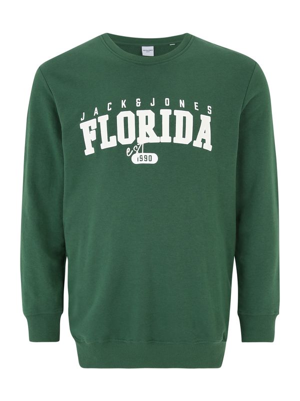 Jack & Jones Plus Jack & Jones Plus Суичър 'CORY'  тъмнозелено / бяло