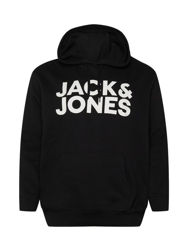 Jack & Jones Plus Jack & Jones Plus Суичър 'Ecorp'  черно / бяло