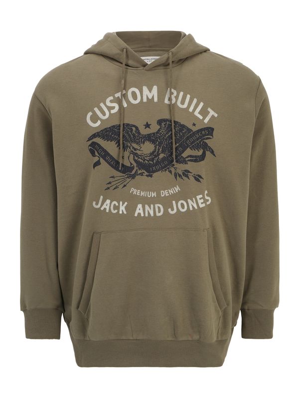 Jack & Jones Plus Jack & Jones Plus Суичър 'FONNE'  маслина / черно / мръсно бяло