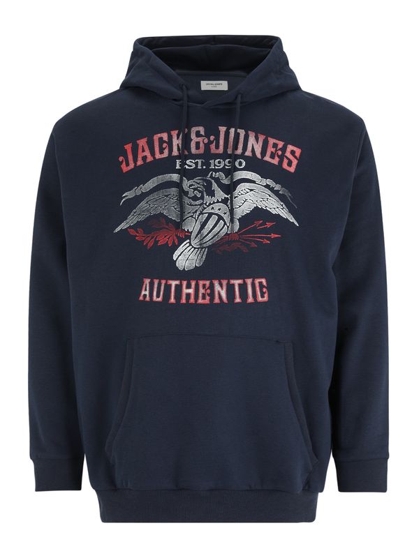 Jack & Jones Plus Jack & Jones Plus Суичър 'FONNE'  нейви синьо / червено / сребърно