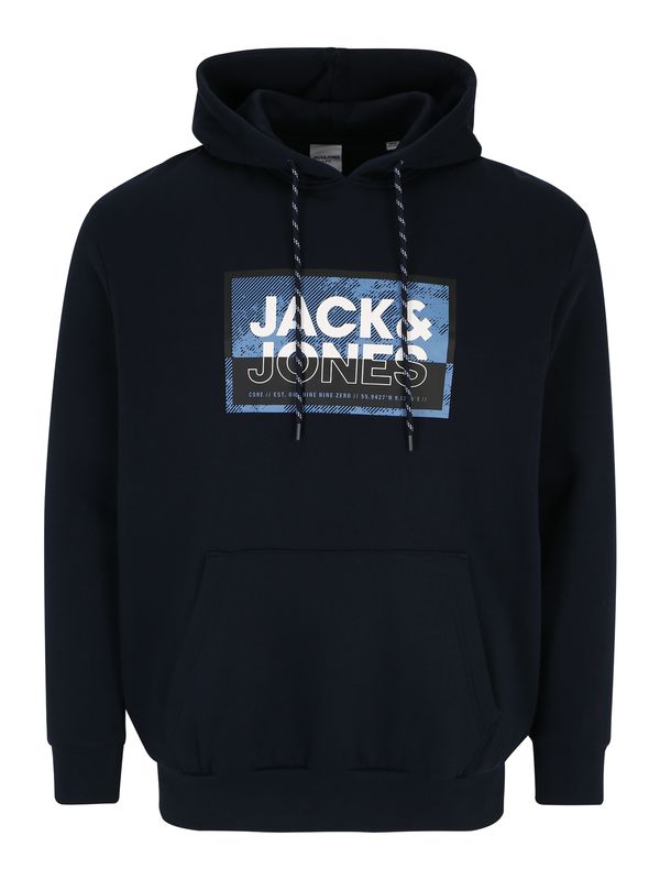 Jack & Jones Plus Jack & Jones Plus Суичър 'LOGAN'  нейви синьо / гълъбово синьо / черно / бяло