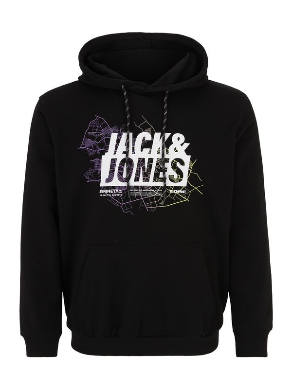 Jack & Jones Plus Jack & Jones Plus Суичър 'MAP'  светложълто / лилав / черно / мръсно бяло