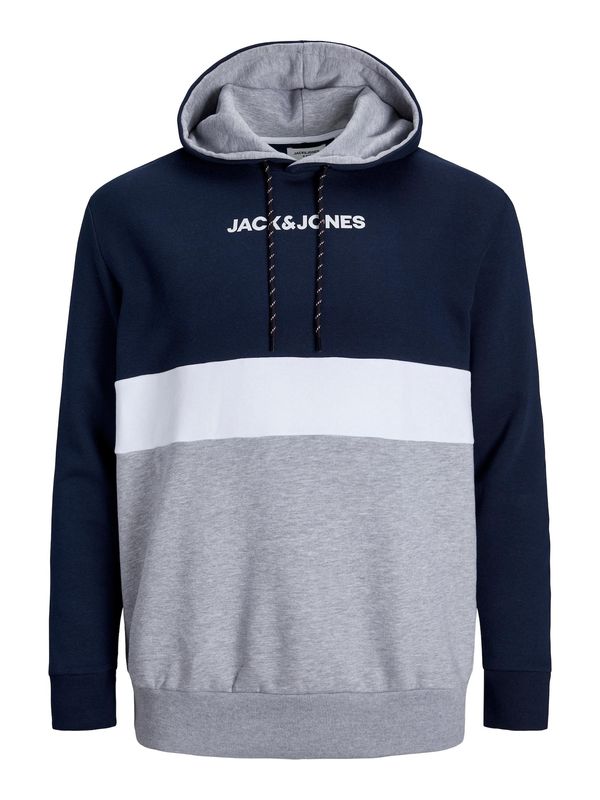 Jack & Jones Plus Jack & Jones Plus Суичър 'Reid'  нейви синьо / сиво / бяло