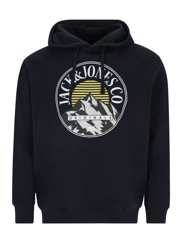 Jack & Jones Plus Jack & Jones Plus Суичър 'WALTER'  нощно синьо / жълто / сиво / бяло