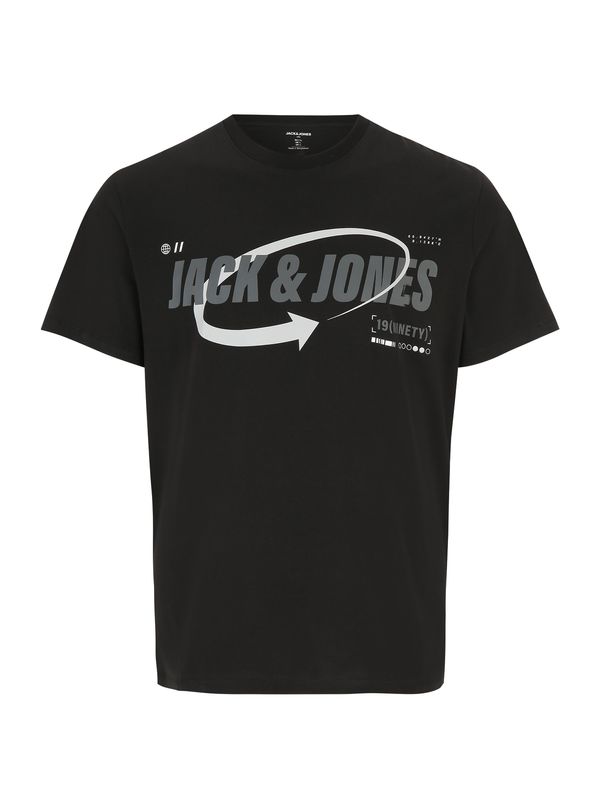 Jack & Jones Plus Jack & Jones Plus Тениска 'BLACK'  сиво / черно