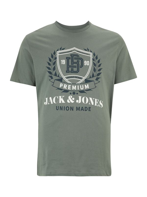 Jack & Jones Plus Jack & Jones Plus Тениска 'CAMERON'  петрол / елхово зелено / бяло