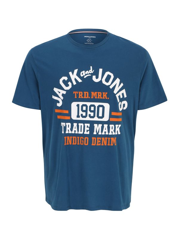 Jack & Jones Plus Jack & Jones Plus Тениска 'CARLO'  сапфирено синьо / оранжево / бяло
