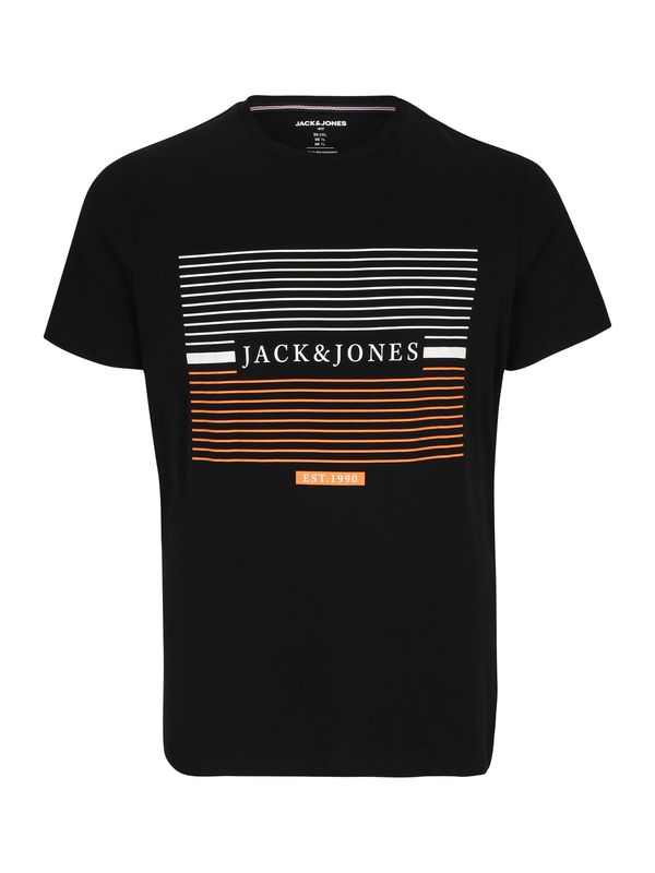 Jack & Jones Plus Jack & Jones Plus Тениска 'CYRUS'  оранжево / черно / бяло