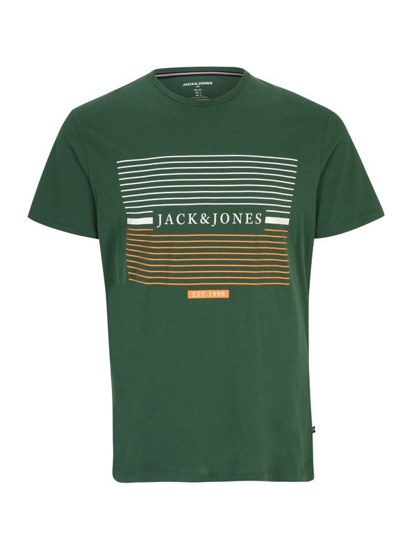 Jack & Jones Plus Jack & Jones Plus Тениска 'CYRUS'  тъмнозелено / оранжево / мръсно бяло