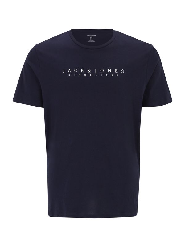 Jack & Jones Plus Jack & Jones Plus Тениска 'ETRA'  нейви синьо / бяло