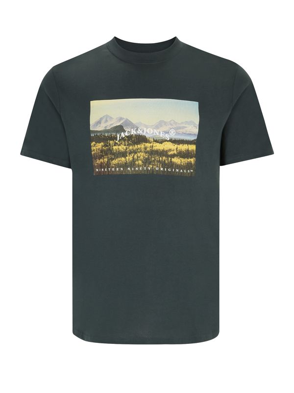 Jack & Jones Plus Jack & Jones Plus Тениска 'HAYSPHOTO'  пастелно синьо / жълто / тъмнозелено / бяло