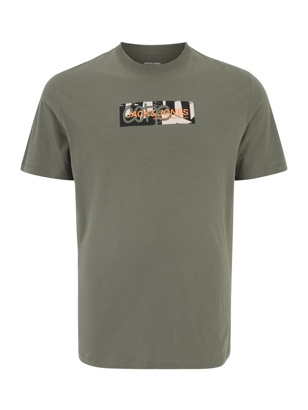 Jack & Jones Plus Jack & Jones Plus Тениска  кремаво / маслина / оранжево / черно