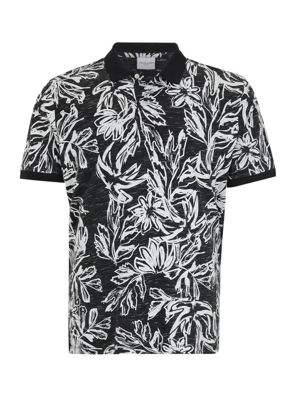 Jack & Jones Plus Jack & Jones Plus Тениска 'LAFAYETTE'  черен меланж / бял меланж