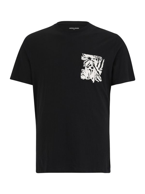 Jack & Jones Plus Jack & Jones Plus Тениска 'Lafayette'  черно / бяло