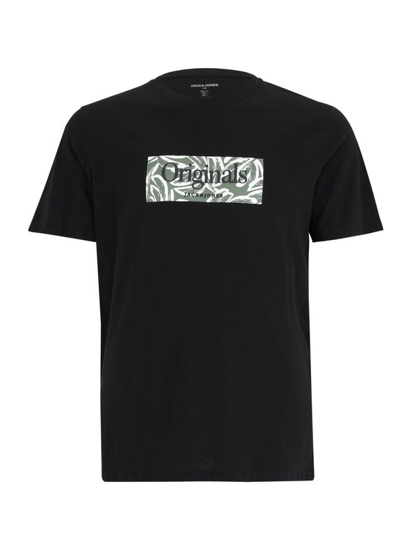 Jack & Jones Plus Jack & Jones Plus Тениска 'LAFAYETTE'  зелено / черно / бяло