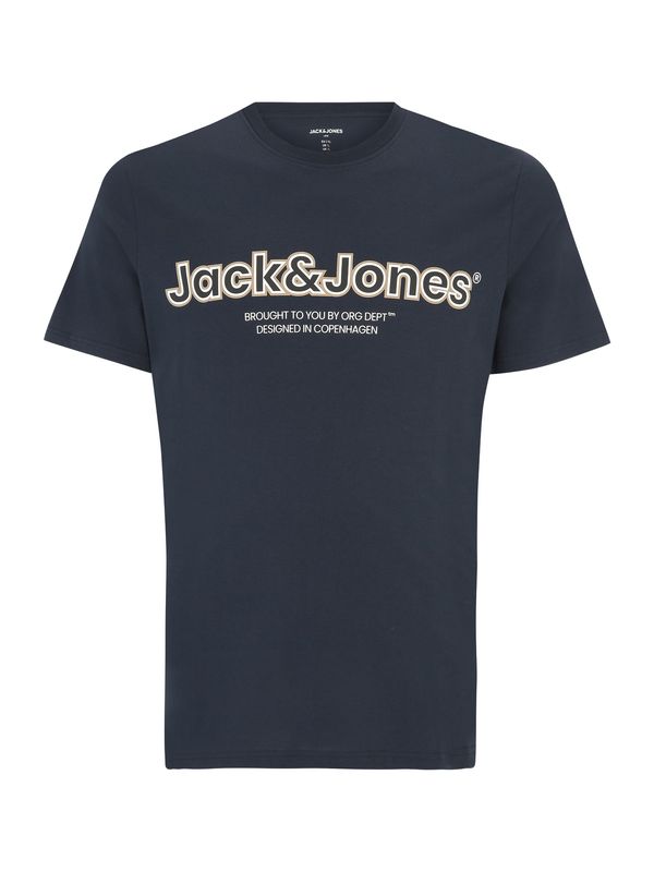 Jack & Jones Plus Jack & Jones Plus Тениска 'LAKEWOOD'  нощно синьо / сиво-бежово / бяло