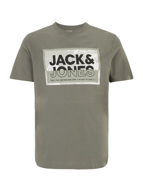Jack & Jones Plus Jack & Jones Plus Тениска 'LOGAN'  маслина / черно / бяло