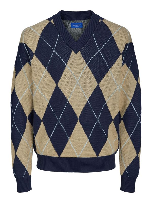 JACK & JONES JACK & JONES Пуловер 'ARGLE'  цвят "пясък" / нейви синьо / мента