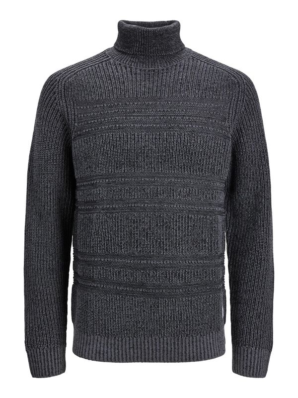 JACK & JONES JACK & JONES Пуловер 'DAVIS'  сиво / черно