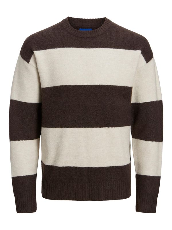 JACK & JONES JACK & JONES Пуловер 'OLLIE'  кремаво / тъмнокафяво