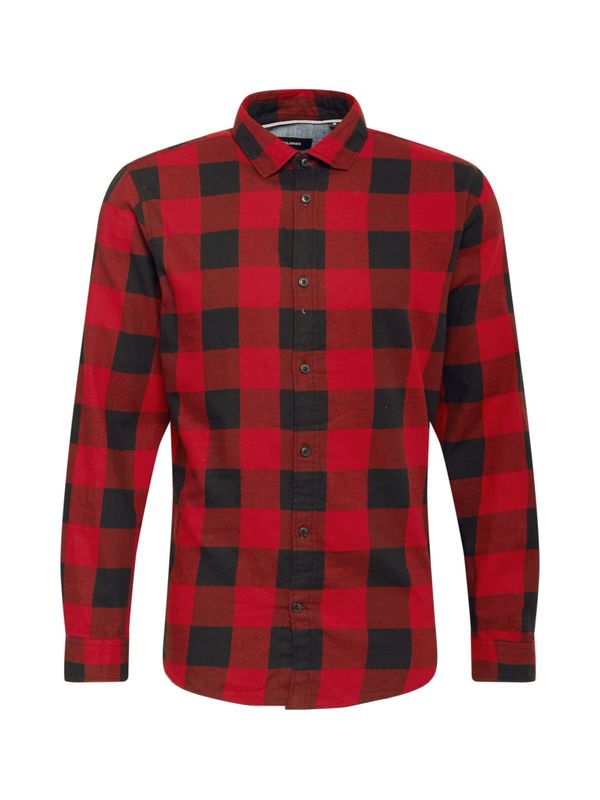 JACK & JONES JACK & JONES Риза 'Gingham'  алено / черно