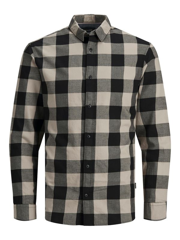 JACK & JONES JACK & JONES Риза 'Gingham'  бежово / антрацитно черно