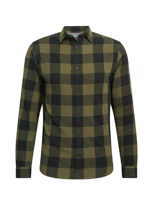 JACK & JONES JACK & JONES Риза 'Gingham'  маслина / черно