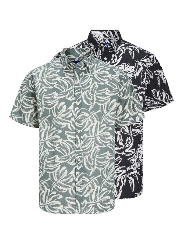 JACK & JONES JACK & JONES Риза 'Lafayette'  нефритено зелено / черно / бяло