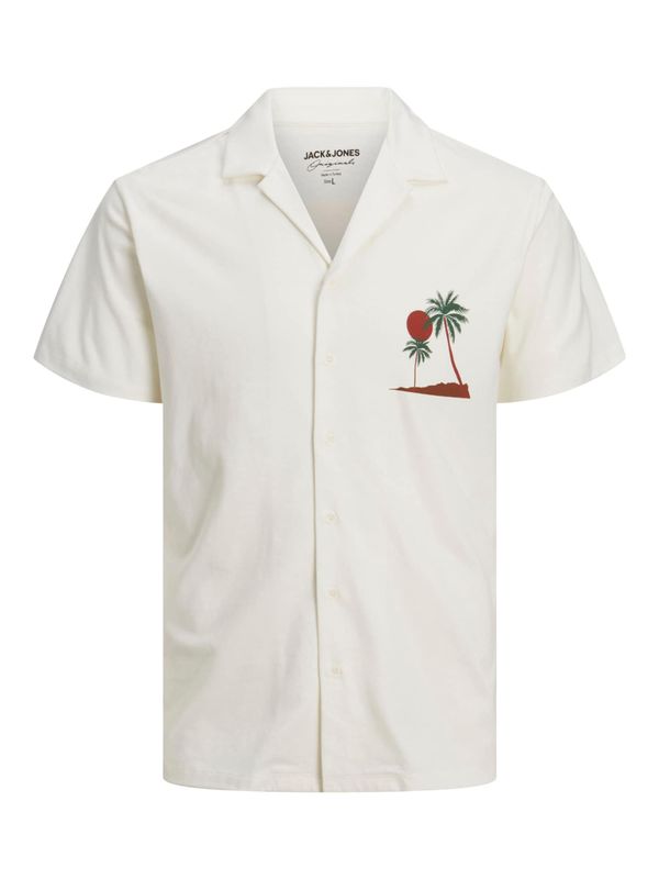 JACK & JONES JACK & JONES Риза 'OUTOFOFFICE'  кафяво / зелено / кайсия / бяло