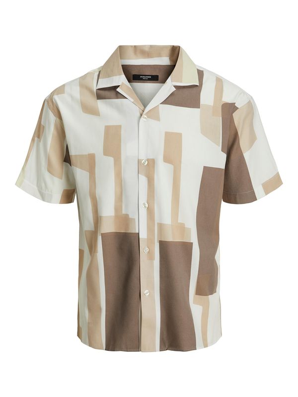 JACK & JONES JACK & JONES Риза  тъмнобежово / кафяво / бяло