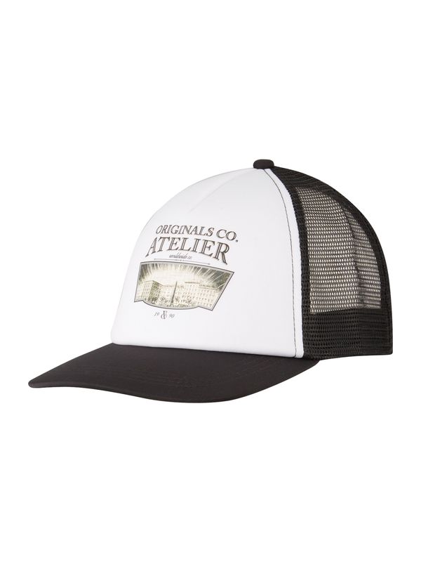 JACK & JONES JACK & JONES Шапка с козирка 'HUNTA'  сиво / черно / мръсно бяло