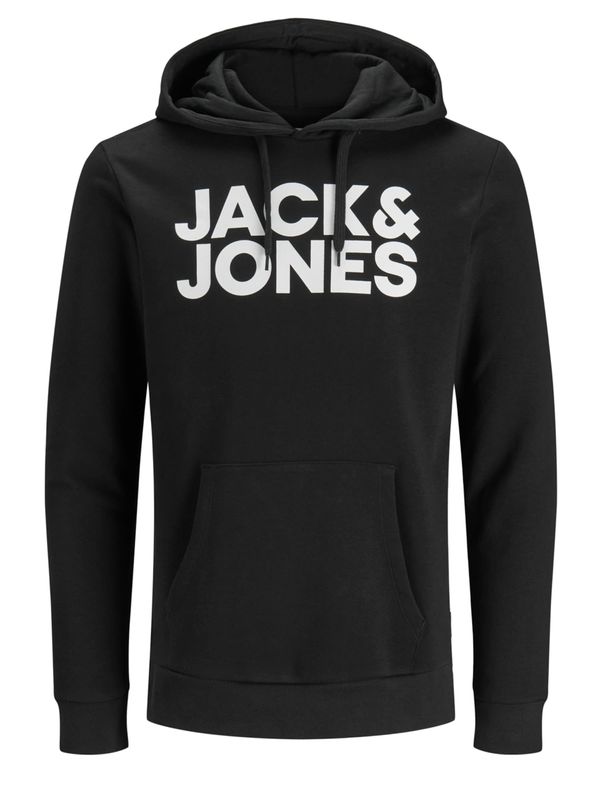 JACK & JONES JACK & JONES Суичър  антрацитно черно / бяло