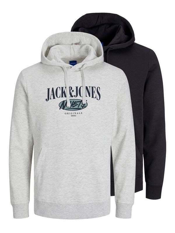 JACK & JONES JACK & JONES Суичър 'COBIN'  небесносиньо / сив меланж / черно / бяло