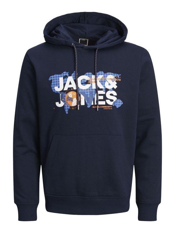 JACK & JONES JACK & JONES Суичър 'Dust'  нейви синьо / опушено синьо / оранжево / бяло
