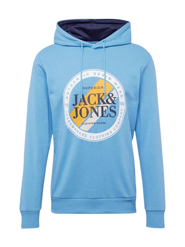 JACK & JONES JACK & JONES Суичър 'LOOF'  лазурно синьо / оранжево / черно / бяло
