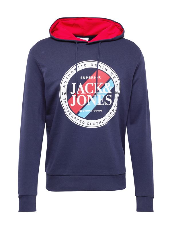 JACK & JONES JACK & JONES Суичър 'LOOF'  нейви синьо / светлосиньо / червено / бяло